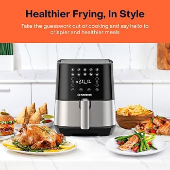 Nutricook Air Fryer 2,3.6 Liters, 1500 Watts, Digital 10 Pre-set Programs With Built-In Preheat Function - Stainless Steel, Black