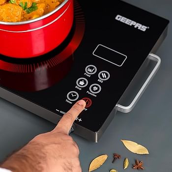 Geepas Digital Infrared Cooker with 4 Digit Led Display Stainless Steel Body 10 Levels Of Watt Setting 2000W Gic6920Nv