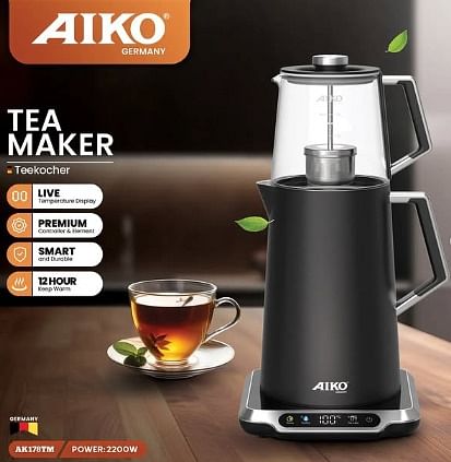 AK178TM Aiko Best Quality Tea/Coffee Maker kitchen Stainless Steel Body Temperature Display 2200 Watts A++ Energy Rating