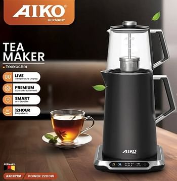 AK178TM Aiko Best Quality Tea/Coffee Maker kitchen Stainless Steel Body Temperature Display 2200 Watts A++ Energy Rating