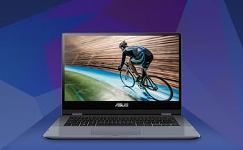 Asus VivoBook Flip 14 ( TP412FA ) 2 IN 1 Laptop - 14" Inch Nano Edge Full HD (1920 *1080 )  X360 Display - Intel Core i3-10110U Processor - 8GB Ram - 256GB NVMe 3.0 SSD -  Intel UHD Graphics - ENG / ARABIC Keyboard - Win 11 Home - Galaxy Blue