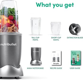 NutriBullet Grey Countertop Blender 600 Watt NB-101B