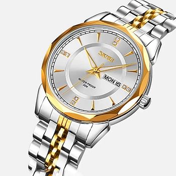 Skmei 9268 Luxury Quartz Movement Bussines Case Waterproof Watch For Men Silver/Gold/Silver