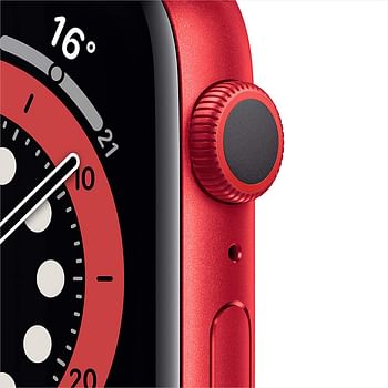 ساعة أبل الجيل السادس جي بي إس هيكل من الألومنيوم  مقاس 44 ملم مع حزام أحمر