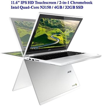 Acer R11 11.6" Convertible 2-in-1 HD IPS Touchscreen Chromebook - Intel Quad-Core Celeron N3150 1.6GHz, 4GB RAM, 32GB SSD, 802.11AC, Bluetooth, HD Webcam, HDMI, USB 3.0, 10-Hour Battery - White