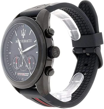 Maserati Watch Black Rubber Black Sunray dial Size 45