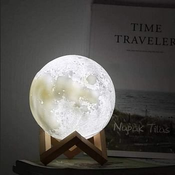 Moon Lamp 3D Led Moon Night Light Lamps USB Rechargeable Touch Control Dimmable Moon Lamp with Stand Creative Moon Light Room Decor for Kids Women (cold light)