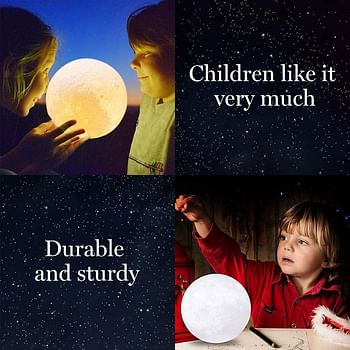 Moon Lamp 3D Led Moon Night Light Lamps USB Rechargeable Touch Control Dimmable Moon Lamp with Stand Creative Moon Light Room Decor for Kids Women (cold light)