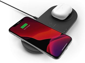 Belkin Boost Charge Dual Wireless Charger (Qi Certified Dual Wireless Charging Pads for iPhone, AirPods, Samsung and more) - Black