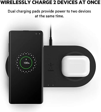 Belkin Boost Charge Wireless Charging Pad 15W (Qi-Certified Wireless Charger for iPhone, AirPods, Samsung, Google and more, AC Adapter Included) - Black