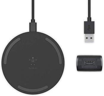 Belkin Boost Charge Wireless Charging Pad 15W (Qi-Certified Wireless Charger for iPhone, AirPods, Samsung, Google and more, AC Adapter Included) - Black