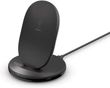 Belkin BoostCharge Wireless Charging Stand 15W (Qi Fast Wireless Charger for iPhone, Samsung, Pixel, more) - Black