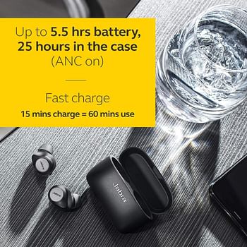 Jabra Elite 85t True Wireless Earbuds Jabra Advanced Active Noise Cancellation with Long Battery Life and Powerful Speakers Wireless Charging Case One Size - Grey