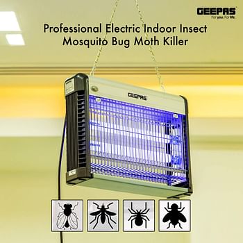 Geepas Fly and Insect Killer | Powerful Fly Zapper 20W UV Light | Professional Electric Bug Zapper, Insect Killer, Fly Killer, Wasp Killer | Insect Killing Mesh Grid, with Detachable Hang| 2 Year Warr