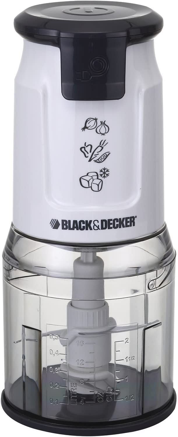 Black+Decker 500W Dual Blade Vertical Chopper with Ice Crusher, White - FC300-B5