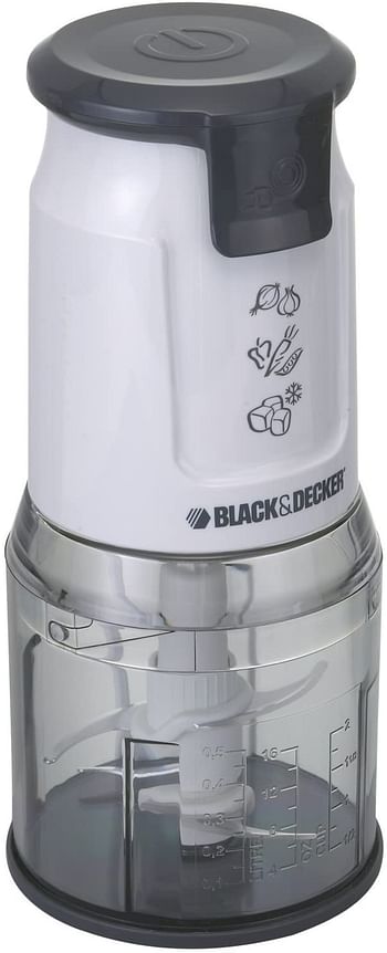 Black+Decker 500W Dual Blade Vertical Chopper with Ice Crusher, White - FC300-B5