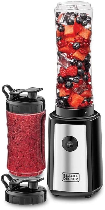 Black+Decker 300W 6 Piece Personal Compact Sports Blender/Smoothie Maker SBX300-B5 - Silver/Black