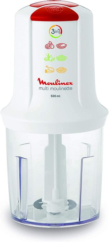 MOULINEX Multi Moulinette 500 ml Chopper 400 Watt Plastic Glass AT711161 - White