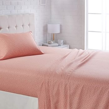 Lightweight Super Soft Easy Care Microfiber Bed Sheet Set with 16" Deep Pockets - Twin, Peachy Coral Arrows Pink