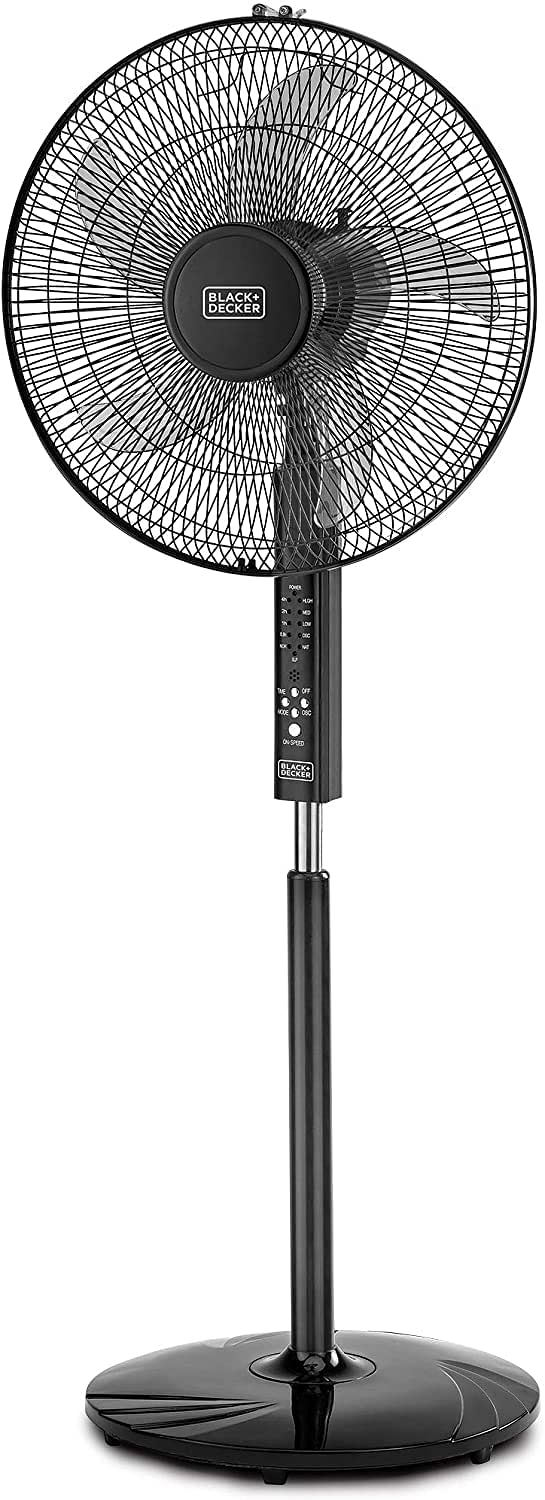 Black+Decker 16 Inch 3 Speed Pedestal Stand Fan with Remote Control FS1620R-B5 - Black