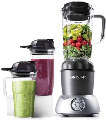 NutriBullet Select 1200 Watts, 12 Piece Set, Multi-Function High Speed Blender, Mixer System with Nutrient Extractor, Smoothie Maker, Dark Grey, NB2-S12