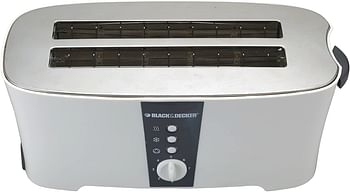 Black+Decker 1350W 4 Slice cool touch Toaster with Electronic Browning Control, White - ET124-B5