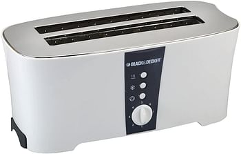 Black+Decker 1350W 4 Slice cool touch Toaster with Electronic Browning Control, White - ET124-B5