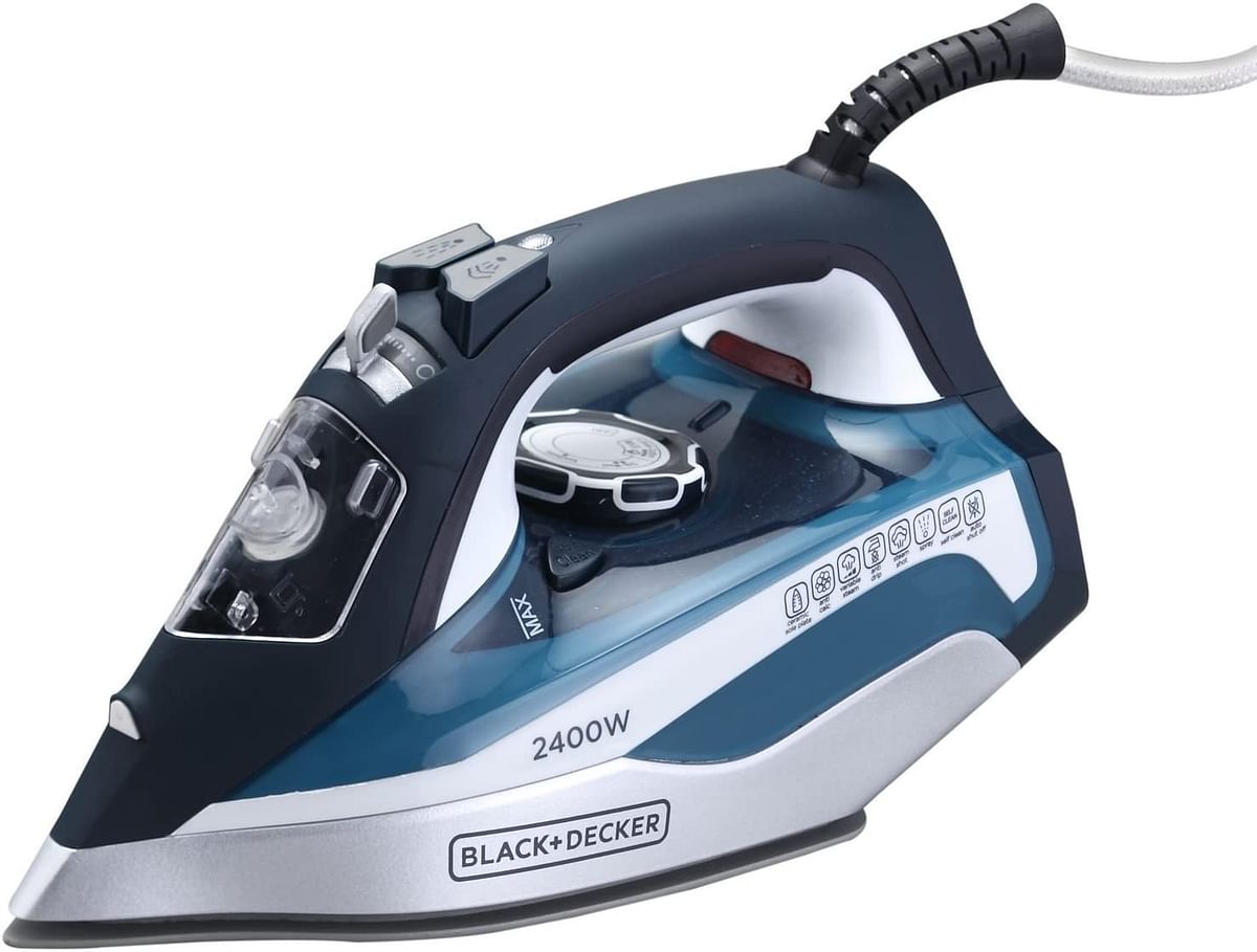 Black+Decker 2400W Steam Iron With Ceramic Soleplate Auto Shut-Off - X2150-B5 - Blue