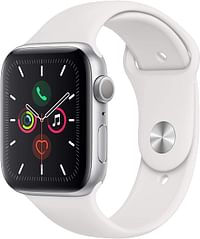 Apple Watch Series 5 GPS 40mm Silver Aluminum Case with White Sport Band with Glass Protector