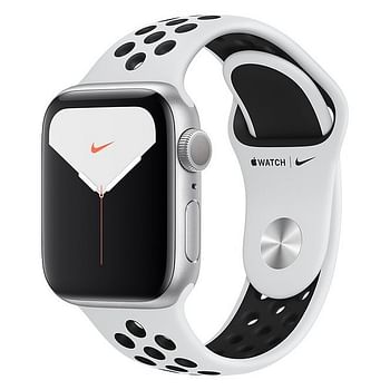 Apple Watch Nike Series 5 (44mm, GPS)- Silver Aluminum Case with Pure Platinum Black Nike Sport Band