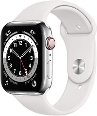 Apple Watch Series 6 (40mm, GPS + Cellular) Silver Stainless Steel Case with White Sport Band