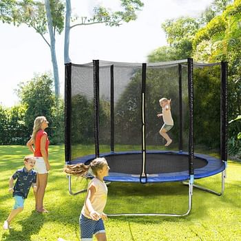 ENKLOV Trampoline, High Quality Kids Outdoor Trampolines Jump Bed With Safety Enclosure Exercise Fitness Equipment (6FT), black/silver