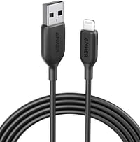Anker Powerline III Lightning Cable Certified MFi 480Mbps [Charge & Sync] [Fast Charging] Long Lasting [Durable & Flexible] [Fashionable] For All iOS Devicee, 6Ft, Black