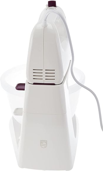 PHILIPS Daily Mixer with bowl HR3745/11: 400W, 5 speeds, 3L rotating bowl, translucent measuring bowl, easy mixer release button, wire beater and dough hooks.