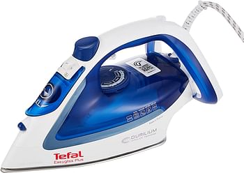 TEFAL Steam Iron Easygliss Durilium Airglide Soleplate Iron Steamer 2400 W  270 ml  - Blue, White