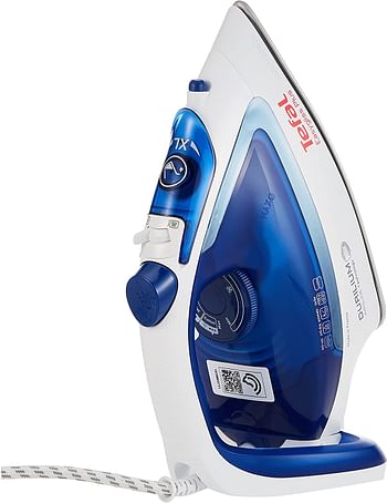 TEFAL Steam Iron Easygliss Durilium Airglide Soleplate Iron Steamer 2400 W  270 ml  - Blue, White