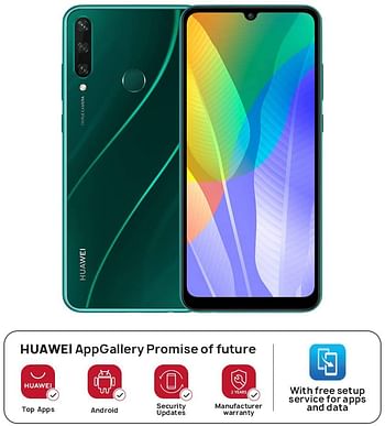 Huawei Y6p Smartphone with 6.3" Dewdrop Display(3 GB RAM+64 GB ROM, Octa-core Processor, 13MP Triple Camera, ultra wide angle lens, 5000 mAh Large Battery), Green