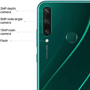 Huawei Y6p Smartphone with 6.3" Dewdrop Display(3 GB RAM+64 GB ROM, Octa-core Processor, 13MP Triple Camera, ultra wide angle lens, 5000 mAh Large Battery), Green