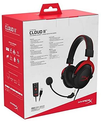 HyperX Cloud II Gaming Headset for PC & PS4 & Xbox One, Nintendo Switch (KHX-HSCP-RD), 17 x 12 x 7 cm - Red