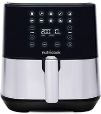 Nutricook Air Fryer 2, 1700 Watts, Digital Control Panel Display, 10 Preset Programs with built-in Preheat function, 5.5 Liters, Brush Stainless Steel/Black, AF205