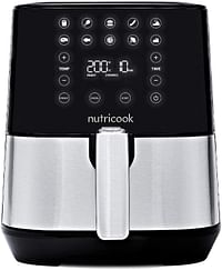 Nutricook Air Fryer 2, 1500 Watts, Digital Control Panel Display, 10 Preset Programs with built-in Preheat function, 3.6 Liters, Brush Stainless Steel/Black, , AF2