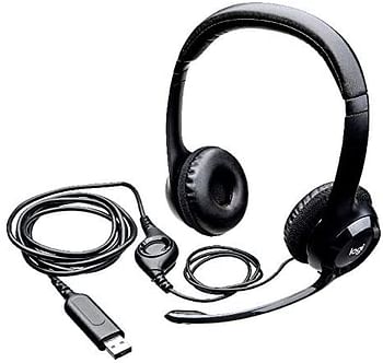 Logitech H390 Wired Headset, Stereo Headphones with Noise-Cancelling Microphone, USB, In-Line Controls, PC/Mac/Laptop  Black