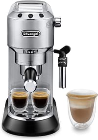 Delonghi Espresso Machine, Barista Pump Espresso and Cappuccino Maker, Ground Coffee and ESE Pods can be used, Milk Frother for Latte Macchiato and more, Silver Medium EC685M