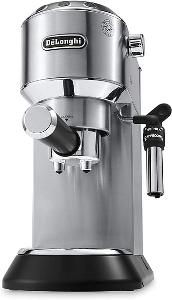 Delonghi Espresso Machine, Barista Pump Espresso and Cappuccino Maker, Ground Coffee and ESE Pods can be used, Milk Frother for Latte Macchiato and more, Silver Medium EC685M