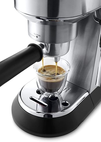 Delonghi Espresso Machine, Barista Pump Espresso and Cappuccino Maker, Ground Coffee and ESE Pods can be used, Milk Frother for Latte Macchiato and more, Silver Medium EC685M