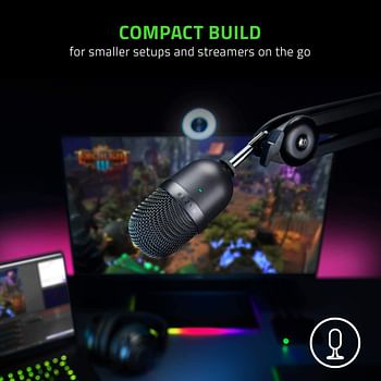 Razer Seiren Mini Ultra Compact Condenser Microphone - Ultra-Precise Supercardioid Pickup Pattern, Professional Recording Quality, Ultra-Compact Build, Shock Resistant - Black