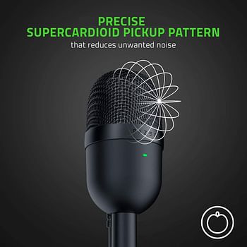 Razer Seiren Mini Ultra Compact Condenser Microphone - Ultra-Precise Supercardioid Pickup Pattern, Professional Recording Quality, Ultra-Compact Build, Shock Resistant - Black