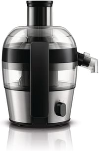 PHILIPS Viva Compact Aluminum Juicer HR1836/05: 500W, Drip Stop, Direct Serve spout, 55 mm feeding tube."QuickClean", up to 1.5L juice in one go, Jug accessory.