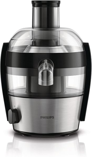 PHILIPS Viva Compact Aluminum Juicer HR1836/05: 500W, Drip Stop, Direct Serve spout, 55 mm feeding tube."QuickClean", up to 1.5L juice in one go, Jug accessory.