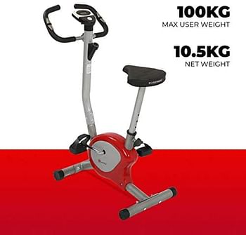 PowerMax Fitness Unisex Adult BU-200 Upright Bike/exercise Bike For Home Gym - Maroon/Grey, Compact